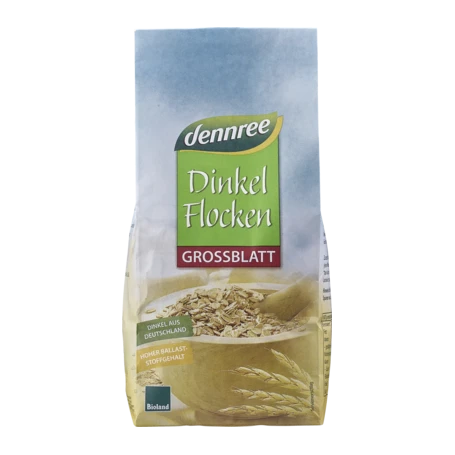 Fulgi de spelta mari, eco-bio, 500 g, Dennree