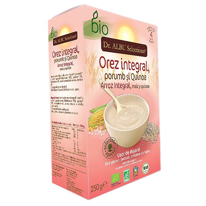 Cereale bebelusi cu porumb si quinoa - 250g - eco bio - dr albu selections