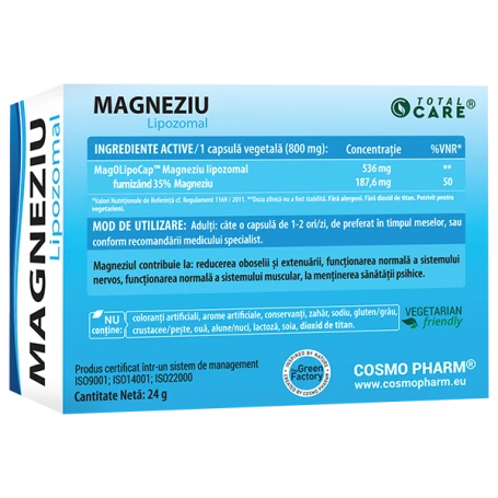 Magneziu Lipozomal, 30 capsule, Cosmo Pharm