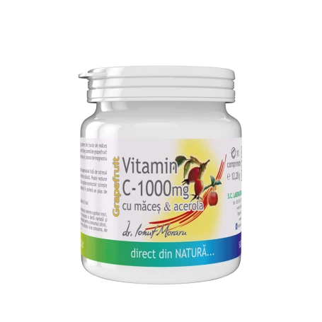 Vitamina C cu Macese si Acerola, cu aroma de Grapefruit, 1000 mg , 10 comprimate, Medica - Pro Natura