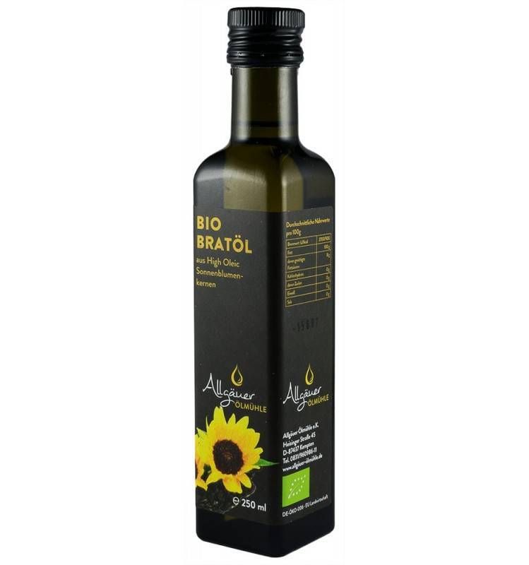 Ulei de floarea soarelui pentru prajit- eco-bio 250ml - allgauer olmuhle