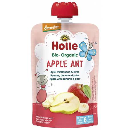 Piure de mere cu banane si pere pentru copii, +6 luni, eco-bio, 100 g, Holle