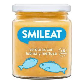 Piure de legume pentru bebelusi +6 luni cu merluciu, biban si ulei masline, 230 g, Smileat
