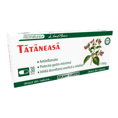 Tataneasa, ajuta la reducerea aciditatii gastrice, 30 capsule, Medica - ProNatura