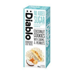 Fursecuri fara zahar cu cocos, caramel si arahide, 100 g, Diablo