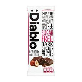 Ciocolata neagra fara zahar cu alune, 85 g, Diablo