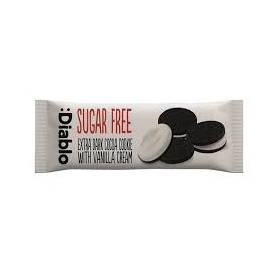 Biscuiti cu cacao cu umplutura de vanilie, fara zahar, 44 g, Diablo