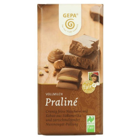 Ciocolata cu lapte umpluta cu crema de alune, eco-bio si fairtrade, 100 g, Gepa