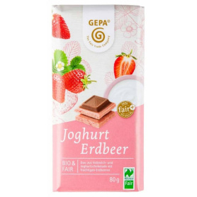 Ciocolata duo cu iaurt si capsuni, eco-bio si fairtrade, 80 g, Gepa