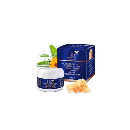 Crema de corp cu ciuperci medicinale si uleiuri esentiale, 50 ml, Life Bio