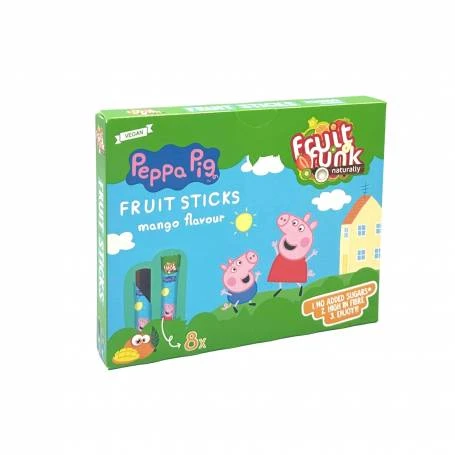 Sticks din fructe cu mango, Peppa Pig, vegan, fara zahar, 8 x 10 g, Fruitfunk