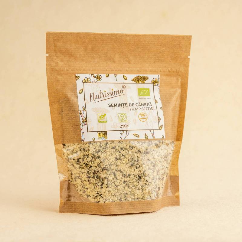 Seminte de canepa, eco-bio, 250 g, Nutrissimo