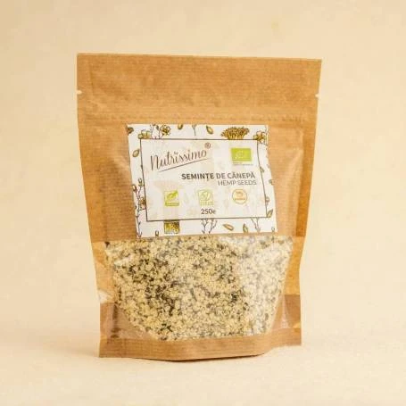 Seminte de canepa, eco-bio, 250 g, Nutrissimo