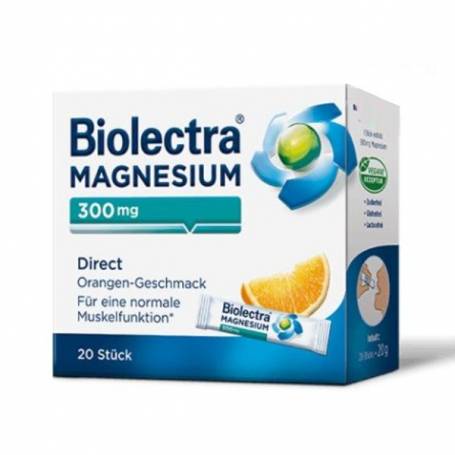 BIOLECTRA MAGNESIUM DIRECT PORTOCALA, 300 mg, 20 doze, VEDRA - Hermes Arzneimittel