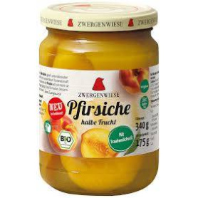 Compot de piersici jumatati, fara zahar, 340 g, Zwergenwiese