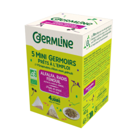 Mini germinatoare cu seminte de alfalfa, ridiche si fenicul, eco-bio, 5 bucati x 8g, 40 g, Germline