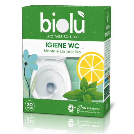 Tablete ecologice pentru toaleta cu menta si lamaie, 20 bucati, 47.5 g, Biolu