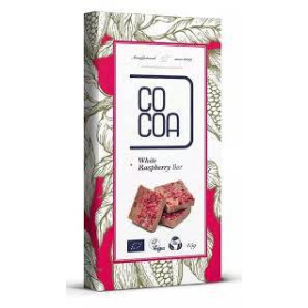 Ciocolata alba cu zmeura, eco-bio, 45 g, Cocoa