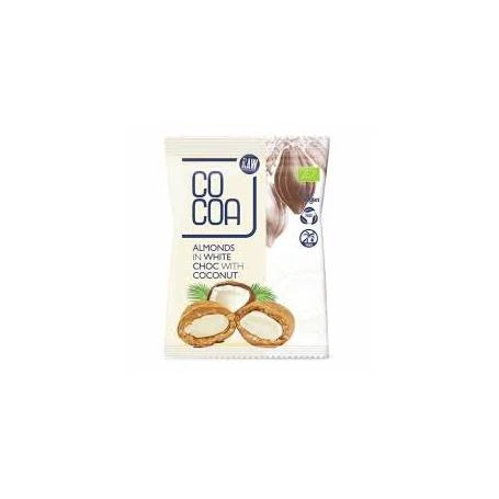 Migdale in ciocolata alba cu cocos, eco-bio, 70 g, Cocoa