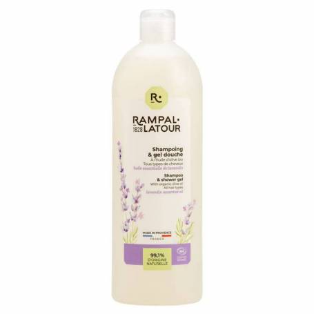 Gel de dus si sampon nautral cu masline si lavanda - refill 1.000 ml, RAMPAL LATOUR