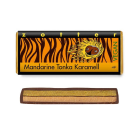 Ciocolata neagra cu mandarine, tonka si caramel, eco-bio,  70 g, Zotter