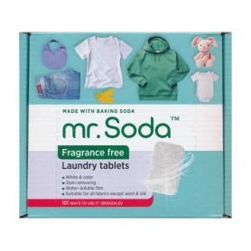 Tablete ecologice pentru masina de spalat rufe cu bicarbonat de sodiu, 30 bucati x 25g, Mr.Soda