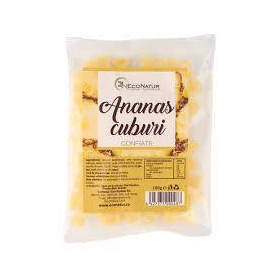 Ananas confiat cuburi, 100 g, Econatur