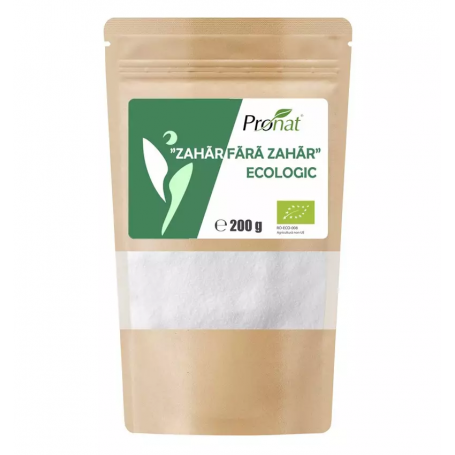 Zahar fara zahar - eritritol si extract din frunze de stevia, eco-bio, 200g Pronat