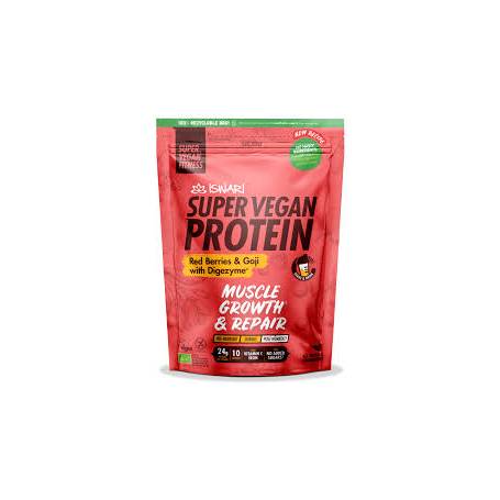 Pulbere proteica, dupa efort, cu fructe rosii si goji cu DigeZyme, 400 g, Iswari