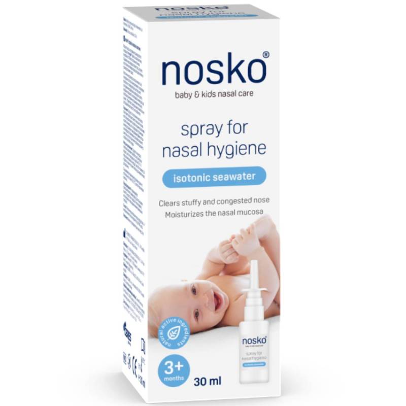Spray pentru igiena nazala cu apa de mare izotona, 30 ml, Nosko Baby