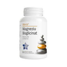 Magneziu Bisglicinat cu Vitamina B6 si Piperina, 60 capsule vegetale, Alevia