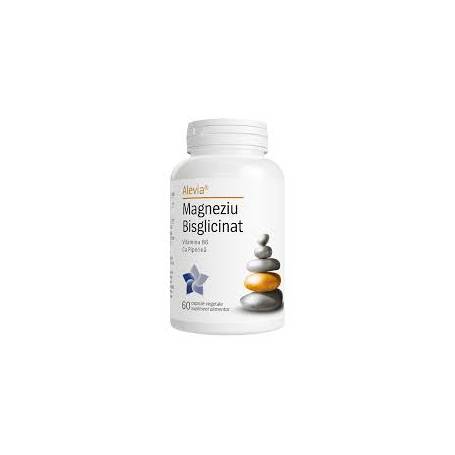 Magneziu Bisglicinat cu Vitamina B6 si Piperina, 60 capsule vegetale, Alevia