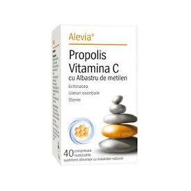 Propolis Vitamina C cu Albastru de metilen, 40 comprimate masticabile, Alevia