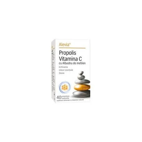 Propolis Vitamina C cu Albastru de metilen, 40 comprimate masticabile, Alevia