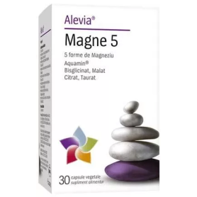 Magne 5 forme de magneziu, 30 capsule vegetale, Alevia