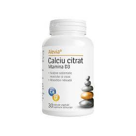 Calciu citrat cu vitamina D3, 30 capsule, Alevia