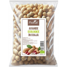 Arahide in coaja, usor prajite, nesarate, eco-bio, 500 g, Pronat