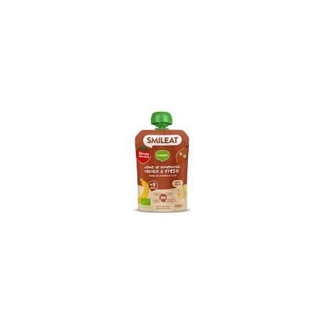 Piure din lapte de migdale, cacao si capsuni, +9 luni, eco-bio, 100 g, Smileat