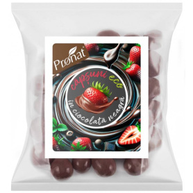 Capsuni glazurate in ciocolata neagra, eco-bio, 50 g, Pronat