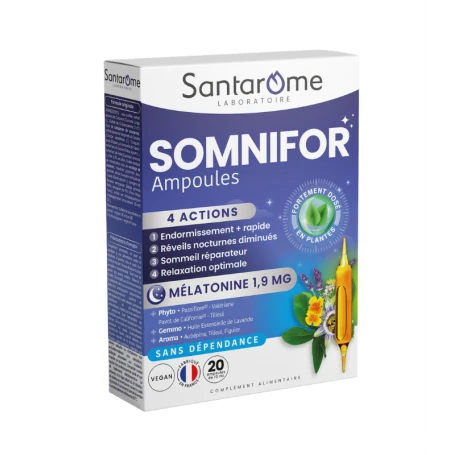 Somnifor - Sommeil 8H Melatonina - 20 fiole, Santarome