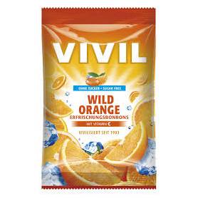 Bomboane cu aroma de portocala amara, fara zahar, 60 g, Vivil