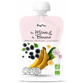 Piure cu 51 % mere si 43 % banane, + 4 luni, eco-bio, 120 g, Popote