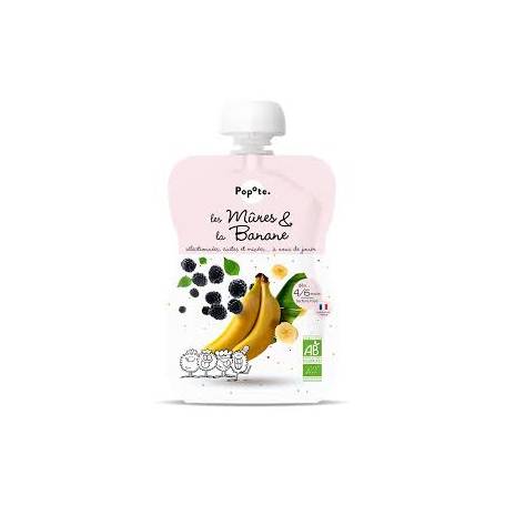 Piure cu 51 % mere si 43 % banane, + 4 luni, eco-bio, 120 g, Popote