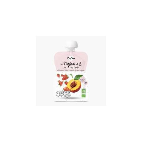 Piure cu 85 % nectarine si 15 % capsuni, + 4 luni, eco-bio, 120 g, Popote