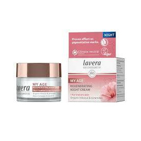 Crema de noapte regeneratoare cu hibiscus organic si ceramide, My Age, 50 ml, Lavera