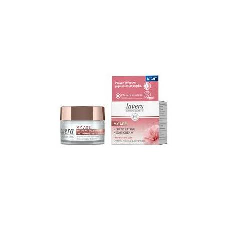 Crema de noapte regeneratoare cu hibiscus organic si ceramide, My Age, 50 ml, Lavera