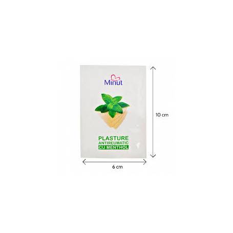 Plasturi antireumatici cu Menthol, 6 cm X 10 cm, 24 bucati, Minut