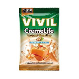 Bomboane Creme Life Classic Alune si Caramel, fara zahar, 90 g, Vivil
