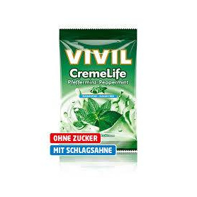 Bomboane Creme Life Classic Menta, fara zahar, 90 g, Vivil