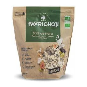Musli fara zahar traditional cu 30% continut de fructe si nuci, eco-bio, 500 g, Favrichon